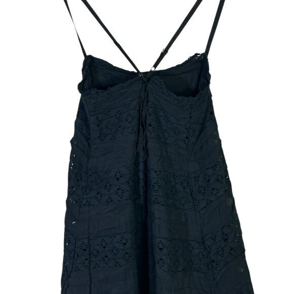 NWT Free People Shailee Dress Womens M Black Eyelet Ruffle Tiered Cottagecore - Picture 6 of 9